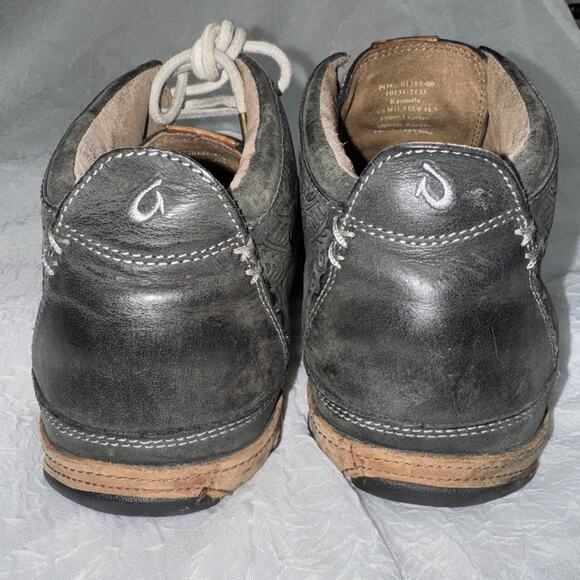 Olukai Kamuela Black Leather Mid Top Lace Up Casual Shoes Men’s Size 11.5 main image 8